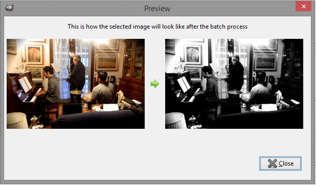 You can have a preview of the results for each image (btw that's me with my improvised jazz band).